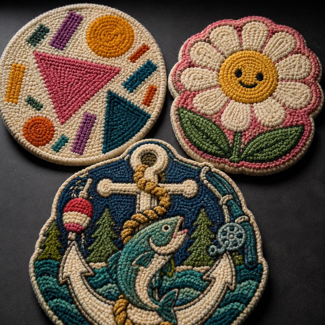Animal punch needle coasters