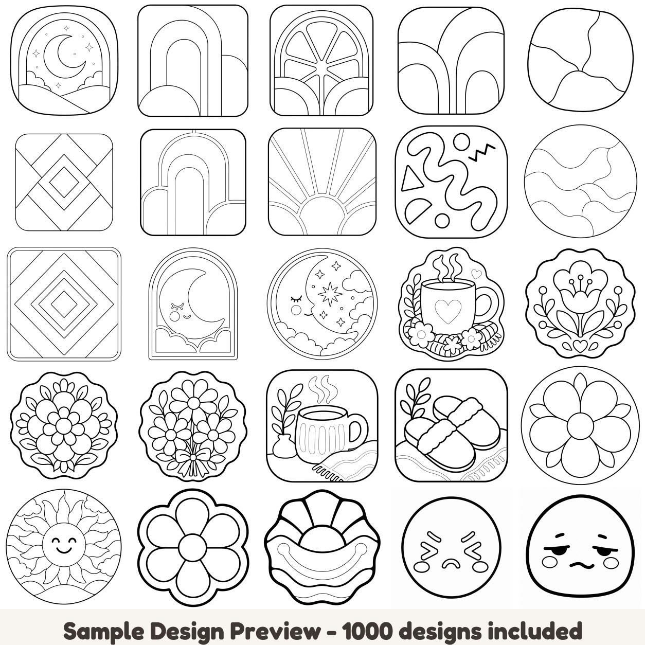 Mandala and abstract punch needle coasters
