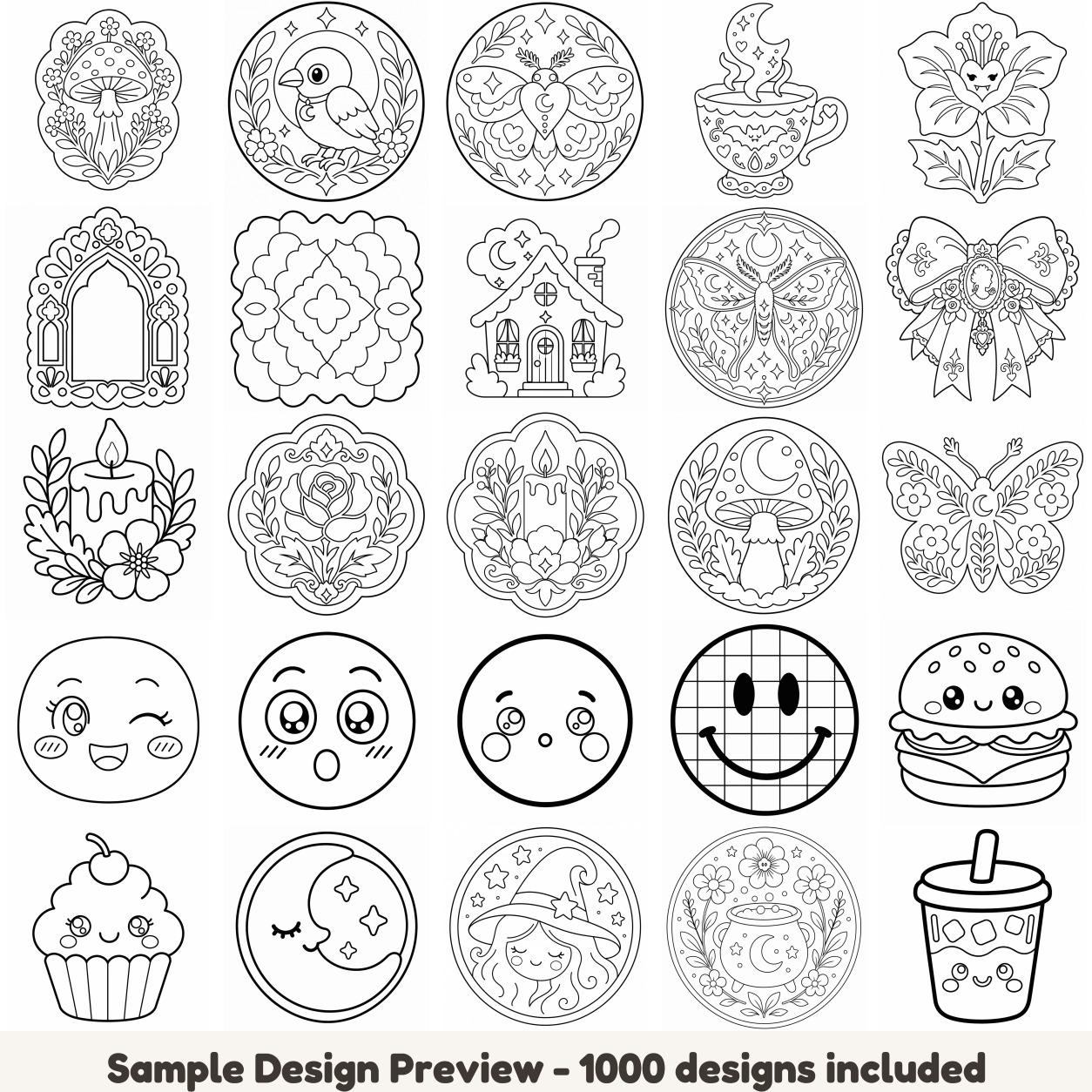 Two floral coaster outlines printed on one A4 sheet