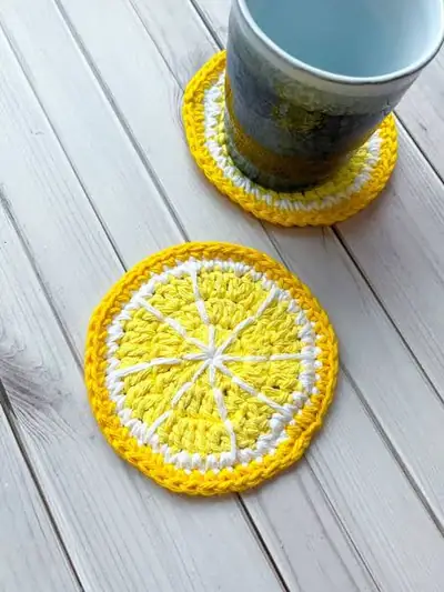 Finished coaster from a pattern in the library